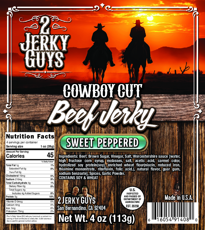 4oz Sweet Peppered Cowboy Beef Jerky