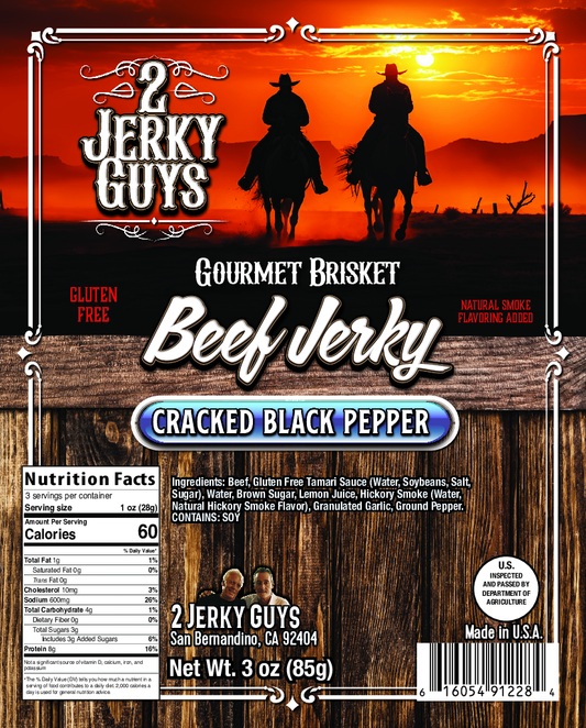 Cracked Black Pepper Brisket Beef Jerky - GLUTEN FREE