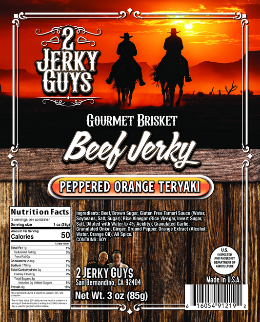 Peppered Orange Teriyaki Brisket Beef Jerky - GLUTEN FREE